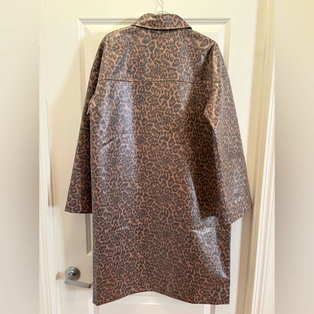 Noisy May Leopard Shiny Canvas Long Coat – Size Small (NWT) - Picture 12 of 16